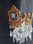 Чифт Старинни Барокови Аплици от Месинг с Порцеланови Медальони и Кристали (Стил Версай), снимка 4