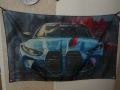 BMW Знаме кола банер спортна баварец готино спорт синьо маска решетка страшно агресивно хулиган пътя, снимка 1