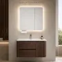 Луксозен шкаф за баня от масивно дърво 2801 (Walnut Balance) със заоблен дизайн и смарт огледало, снимка 7