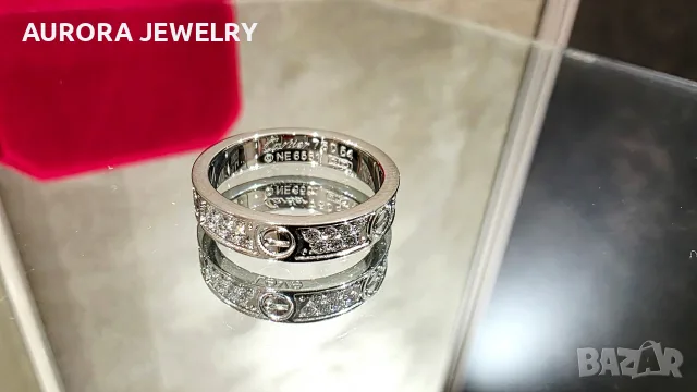 CARTIER Love Band White Gold Paved Diamonds Унисекс Пръстен, снимка 5 - Пръстени - 52870389