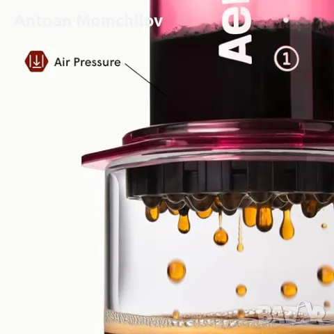 Ръчна кафеварка AeroPress Clear Black Coffee Press 10 oz Tritan, снимка 2 - Кафемашини - 55347479