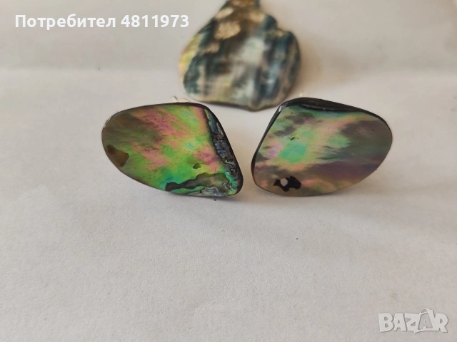 Медальон и обеци сребро с кралски седеф, снимка 2 - Обеци - 54376140