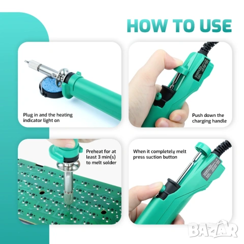 YIHUA 929D-VI 180W разпояваща станция - 2 в 1 вакуум помпа с вграден поялник с ключ и темп. контрол, снимка 7 - Друга електроника - 54812165
