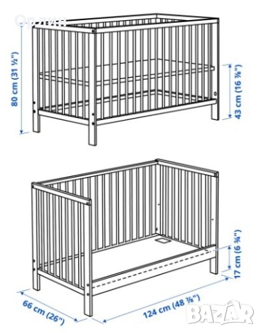 Детско креватче IKEA Gulliver + Magniflex матрак, снимка 7 - Бебешки легла и матраци - 54025275