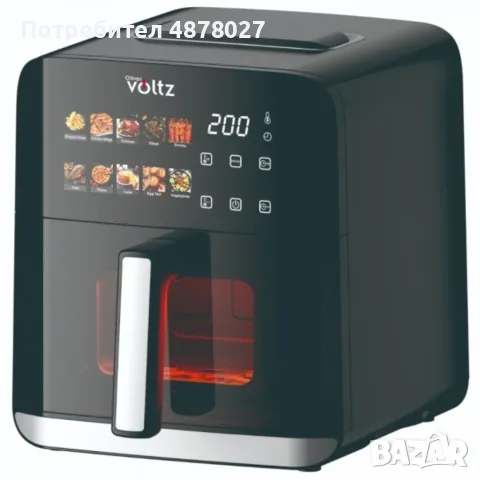 Еърфрайър с горещ въздух Oliver Voltz OV51980CE, 1200W, 4L, 10 програми, LED дисплей, прозорец, снимка 3 - Фритюрници - 55688301