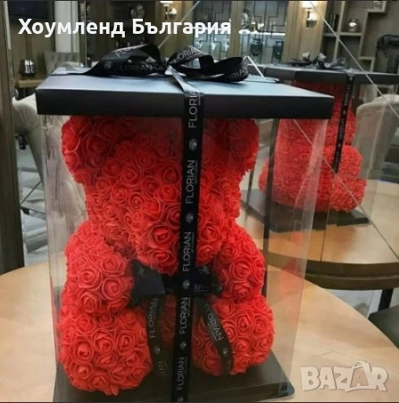 Мече от РОЗИ в кутия - ПОДАРЪК за Св. Валентин, снимка 4 - Други - 54355802