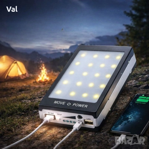 Соларна външна батерия, Power Bank 80000 mAch, външна батерия за GSM + 20 LED, снимка 4 - Външни батерии - 54785662