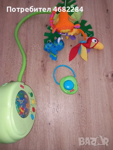 Музикална въртележка със светлини и звуци за бебешко легло / кошара Fisher Price с дистанционно, снимка 2 - Музикални играчки - 54624161