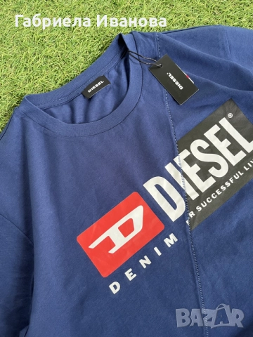 Синя мъжка тениска Diesel T-Diego Division | 100% памук | Размер L, снимка 5 - Тениски - 55509130