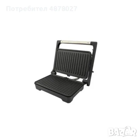 Тостер-сандвич, 1000W, Грил, Незалепващи плочи-23х14.5см., Отваряне на 180°, Инокс, снимка 4 - Тостери - 55683541