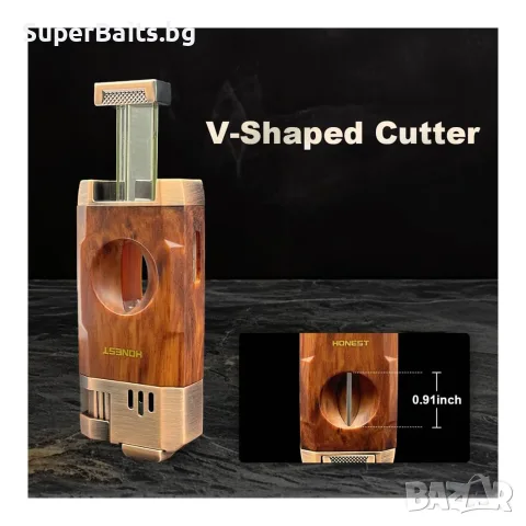 Ветроустойчива запалка с двоен пламък и V-Cutter HONEST BCZ834-1, снимка 5 - Запалки - 55682822