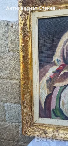🎨✨ ВПЕЧАТЛЯВАЩ ЖЕНСКИ ПОРТРЕТ – МАСЛЕНА ЖИВОПИС В БОГАТА РАМКА В БАРОКОВ СТИЛ ✨🎨, снимка 16 - Антикварни и старинни предмети - 55304497