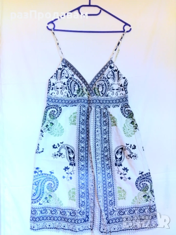 Лятна Рокля с Индийски мотиви и орнаменти на Цветя- 100% Памук- Марка- OUTFIT Fashion- Размер- M, снимка 10 - Рокли - 54967744