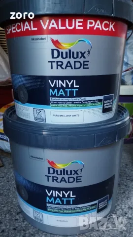 Висококачествена интериорна миеща се боя DULUX (Бяла 7.5 л и цвят Магнолия 10 л)