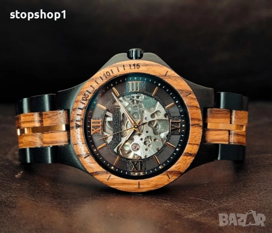 Дърво Автоматичен часовник Зебре и абаносово дърво , снимка 3 - Мъжки - 54081277