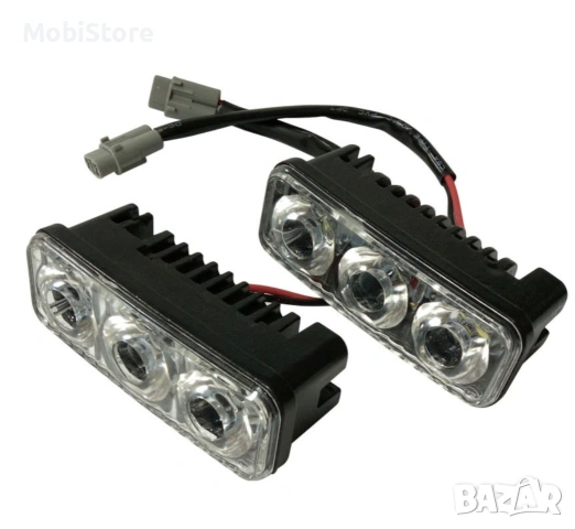 Комплект Предни Мощни 3 Led Лед Диодни Дневни Светлини 12V 3W НОВИ, снимка 4 - Аксесоари и консумативи - 54593840