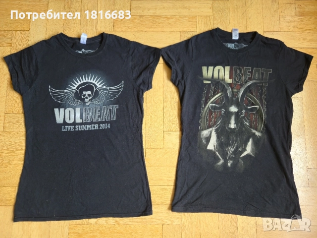 2 оригинални дамски тениски VOLBEAT S/M 