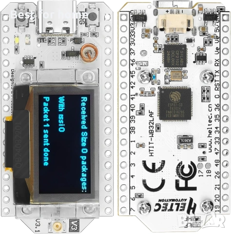 ESP32 LoRa V3 модулна платка с комплект батерии 1100mAh - с антена 863-928MHz и SX1262 LoRa, снимка 4 - Друга електроника - 54972905