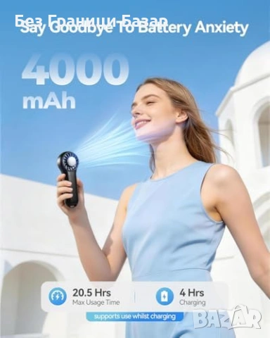 Нов Мини USB вентилатор 4000mAh 4 скорости ледено охлаждане за лято, снимка 5 - Друга електроника - 54345733