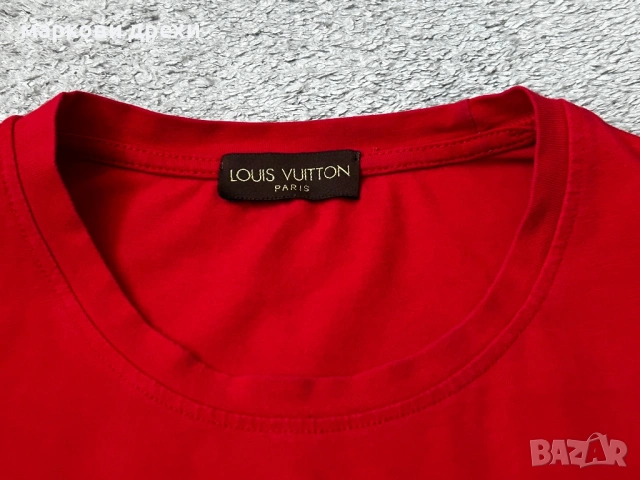 Louis Vuitton Red Pearl Detail Oversize T-shirt S, снимка 7 - Тениски - 54336147
