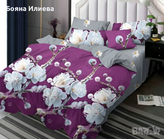 Луксозни двулицеви спални комплекти 6 части , снимка 7 - Спално бельо - 51566899