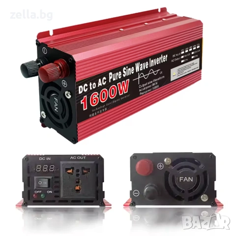 Инвертор с чиста синусоида 1600W 12V-220V 50Hz – за соларни системи, къмпинг и аварийно 10294, снимка 5 - Друга електроника - 54663115