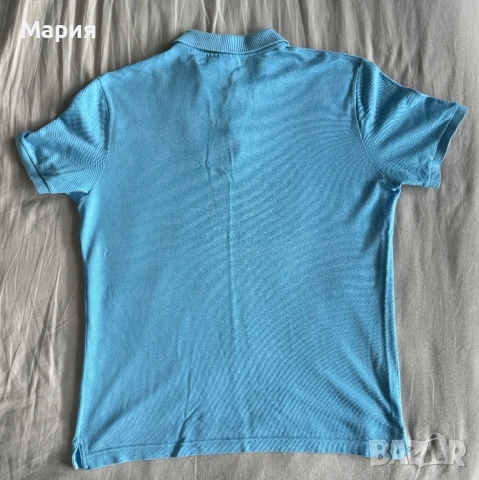 Мъжка светло синя тениска с яка Lacoste оригинална, снимка 4 - Тениски - 54666649