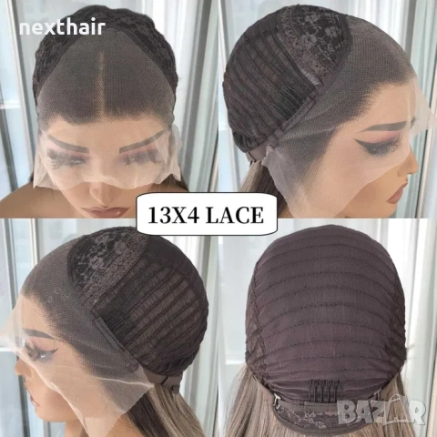 Лейс фронт перука 80 см русо-кафяв микс - синтетична 13х4 Lace Front, снимка 3 - Аксесоари за коса - 55049717