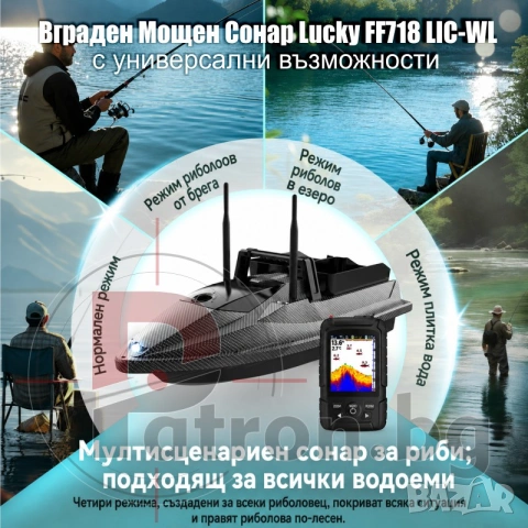 Лодка за захранка Flytec V600 Pro Sonar с вграден сонар Lucky и GPS, голяма батерия 18000mAh, снимка 6 - Стръв и захранки - 55280517