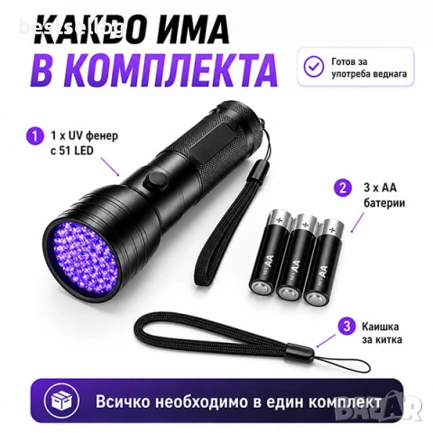 Мощен UV фенер лампа ултравиолетова светлина ув фенерче за камък смола, снимка 6 - Къмпинг осветление - 48142461