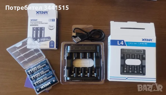 Комплект XTAR L4 + 4 бр. XTAR AA 1.5V Li-ion 4300mWh Батерии 