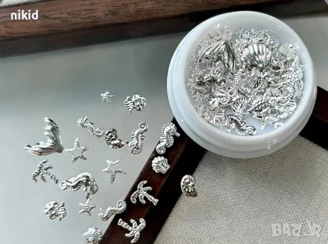 3D микс морски мидички котва рапан звезда капси декорация за нокти ситни формички маникюр, снимка 4 - Продукти за маникюр - 17337634