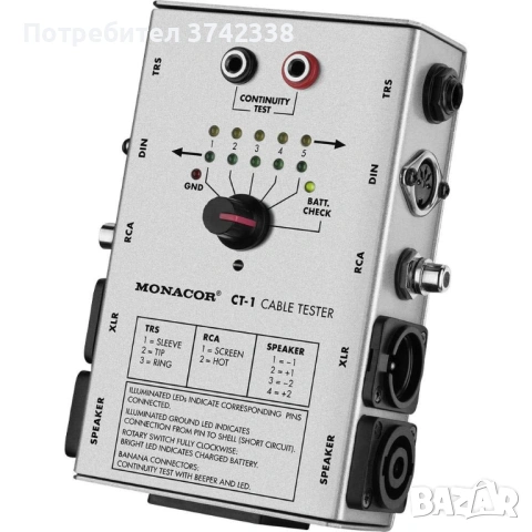 Тестер за кабели Monacor CT-1
