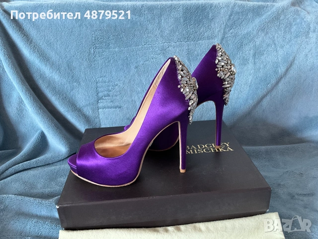 Нови изящни обувки Badgley Mischka Kiara Purple Satin size 37, снимка 9 - Дамски елегантни обувки - 55206348