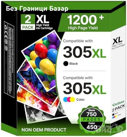 Нови 305XL мастилени касети за HP 305, черна и цветна, 2 броя тонер мастило принтер печат