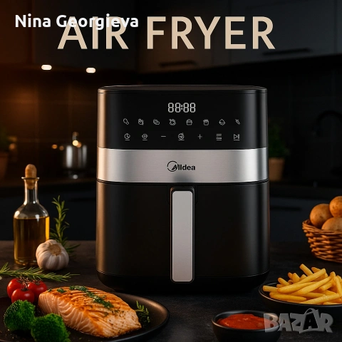 Еър фрайър Midea MF-CN65E2 - За готвене с горещ въздух, снимка 2 - Фритюрници - 55046457