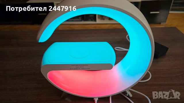 G shape RGB блутуут колонка и wireless charger 15w, снимка 6 - Bluetooth тонколони - 54516271