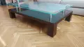 Холна маса от естествено дърво със стъклен плот 130х80х35, снимка 4