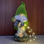 Соларна градинска фигура джудже с лейка и LED светлини - КОД 5007, снимка 1