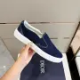CD Slide Navy/White Стилни Мъжки Обувки Dior Slip-On Sneaker От Тъмносин Велур Код ch102, снимка 3
