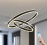 Луксозен LED полилей LAMPLAY, модерна LED висяща лампа 65W, голяма таванна лампа с 2 черни пръстена , снимка 8