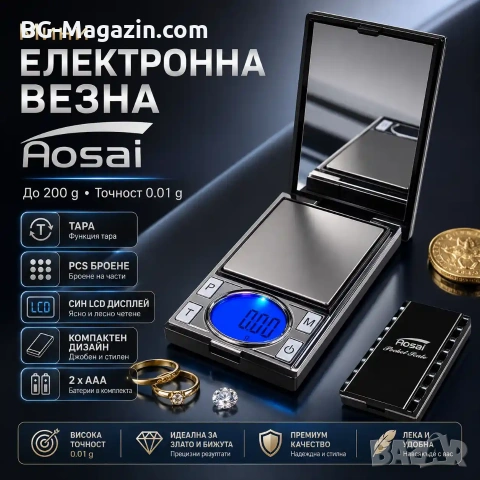 Мини електронна везна 0.01 кантар за храна злато бижута лекарства подправки добавки джобна прецизна