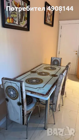 Комплект трапезна маса с 4 стола без забележки, снимка 2 - Маси - 55538931