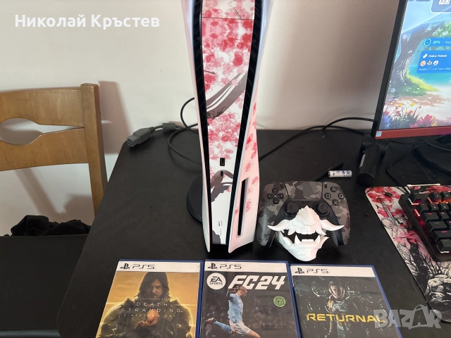 PS5 1TB с контролер и 3 игри