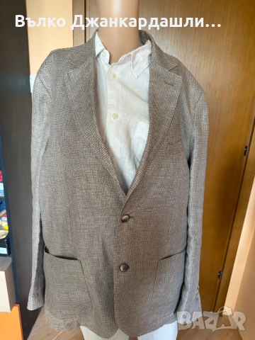 Мъжко ленено  сако Massimo Dutti, размер 54, снимка 2 - Сака - 54824204