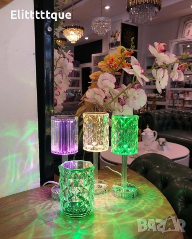 LED RGB сензорна настолна кристална лампа с функция за 16 цвята и дистанционно управление