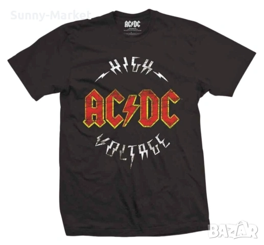 Тениска AC DC High Voltage принт печат размери от XS-5XL