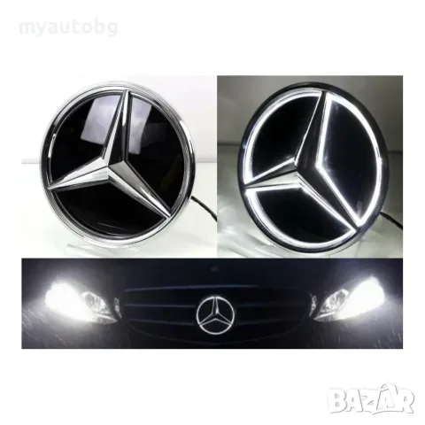 LED светеща стъклена емблема Mercedes-Benz 185 мм – W213 / W205, снимка 2 - Аксесоари и консумативи - 55554818