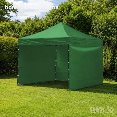 Шатра 3x3 м сива 420D PVC водоустойчива стоманена странични стени чанта градинска, снимка 2 - Друго търговско оборудване - 54635401