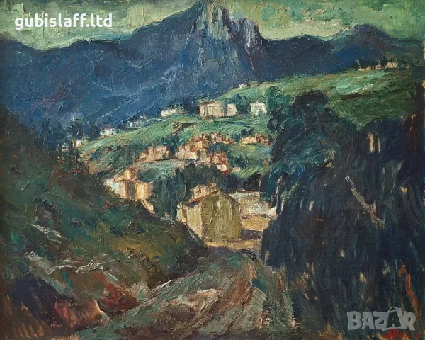 Картина, пейзаж от Смолян, худ. Д.Тодоров-Жарава (1901-1988), снимка 2 - Картини - 55685194